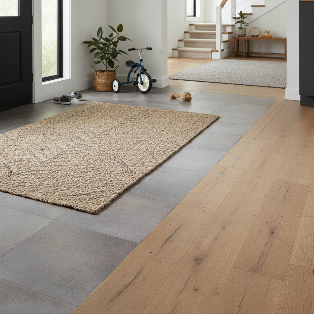 High traffic hallway with durable flooring options for busy homes
